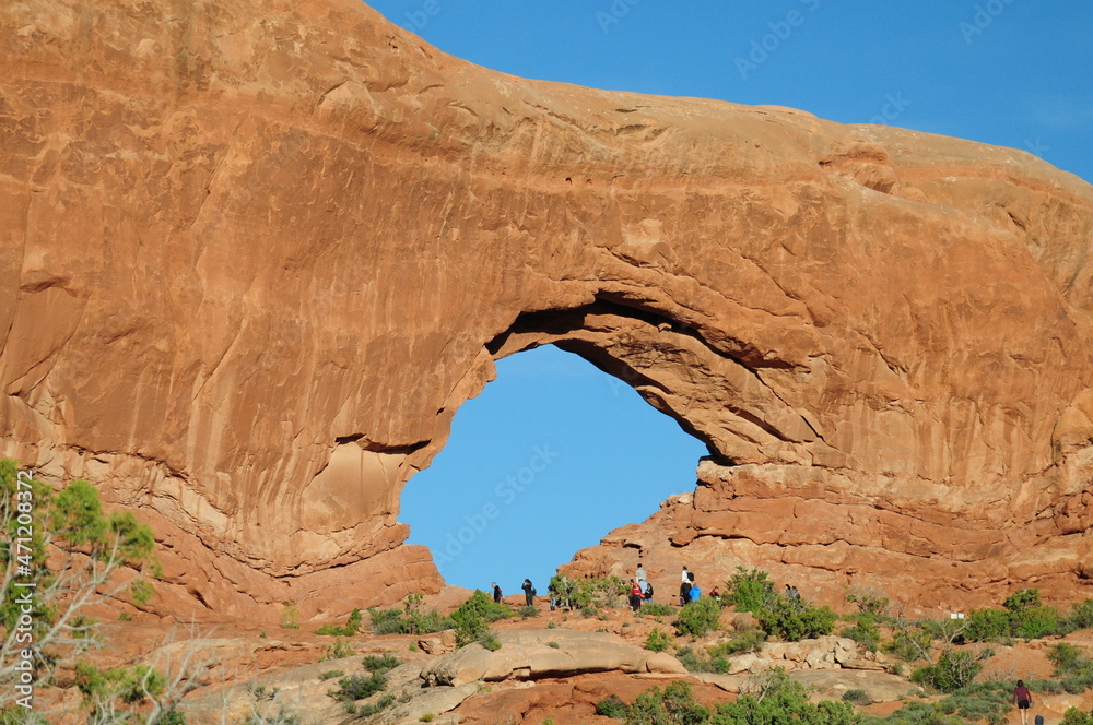 Arches National park Moab Utah red rock structure with a hole in the middle