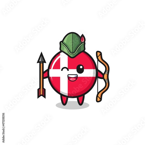 denmark flag cartoon as medieval archer mascot © heriyusuf