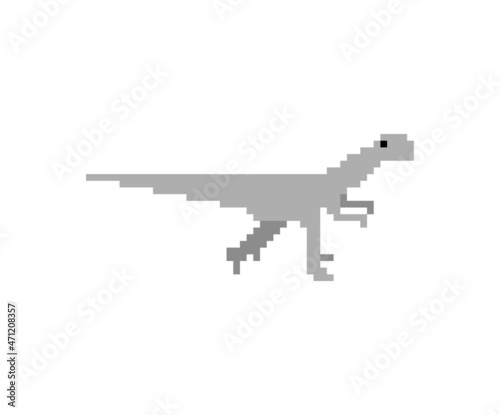 Velociraptor pixel art dinosaur. pixelated Ancient animal. 8bit Dino prehistoric monster. Beast is Jurassic period