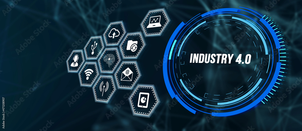 Internet, business, Technology and network concept.Industry 4.0 Cloud computing, physical systems, IOT, cognitive computing industry. 3d illustration.