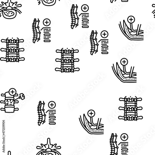 Neurosurgery Medical Treatment Vector Seamless Pattern Thin Line Illustration