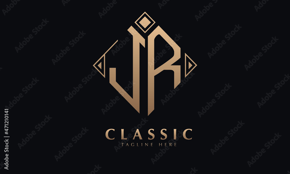 Alphabet JR or RJ diamond illustration monogram vector logo template
