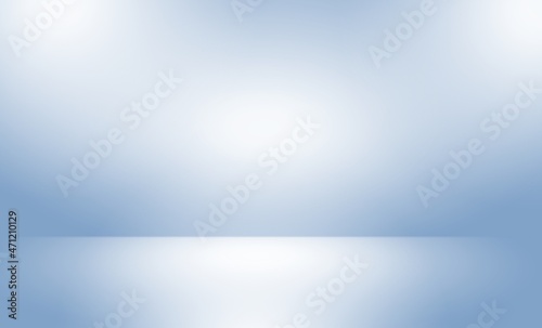 Blue gray white light gradient empty studio room backdrop wallpaper abstract background blurred. use for showcase or product your. copy space for text