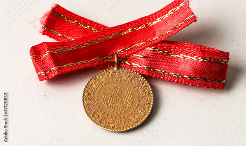 Quarter Gold (Turkish gold) macro detail shooting