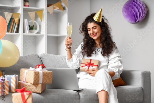 Young woman celebrating Bir...