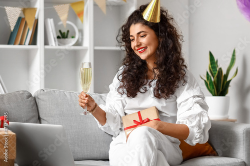 Young woman celebrating Bir...