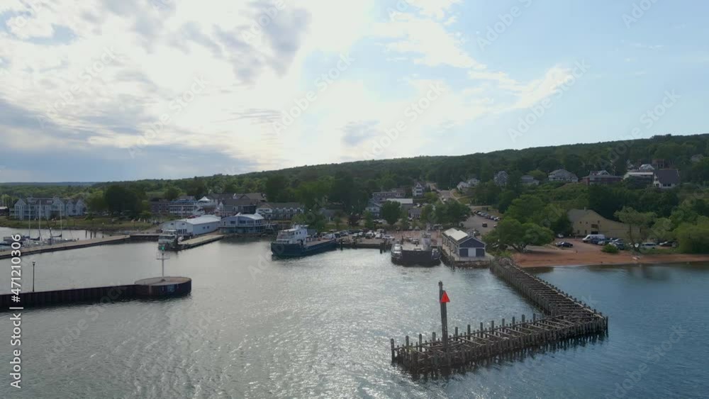 Aerial view of Bayfield Wisconsin during summer time Aerial view of Bayfield Wisconsin during summer time