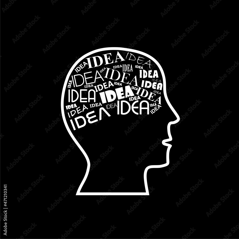 Brain idea concept icon isolated on dark background