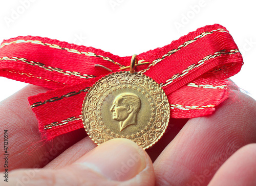 Quarter Gold (Turkish gold) macro detail shooting