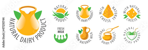 A set of vector logos of Dairy products on a white background