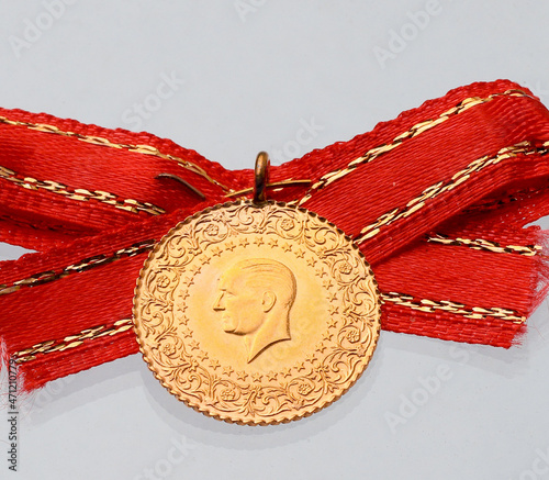 Quarter Gold (Turkish gold) macro detail shooting