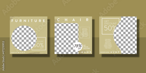set of furniture promotion sale social media post or flyer template