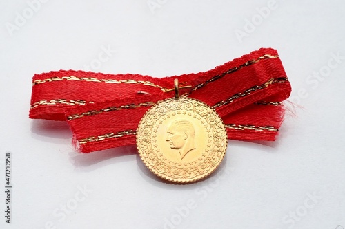 Quarter Gold (Turkish gold) macro detail shooting