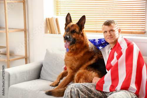 Soldier of USA army with mi...