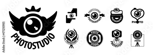 A set of vector logos for photographers on a white background