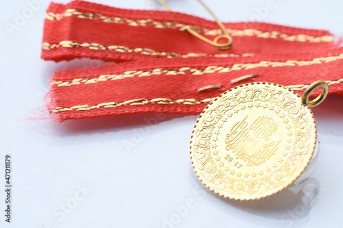 Quarter Gold (Turkish gold) macro detail shooting