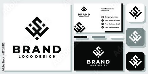 Initials Letters SW WS Geometric Square Box Modern Monogram Icon Logo Design Business Card Template