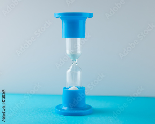 two minute hourglass medical watch on a white-blue background