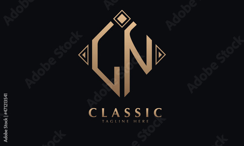 Alphabet LN or NL diamond illustration monogram vector logo template