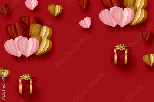 ハートのクラフトとギフトボックスの3Dイラスト