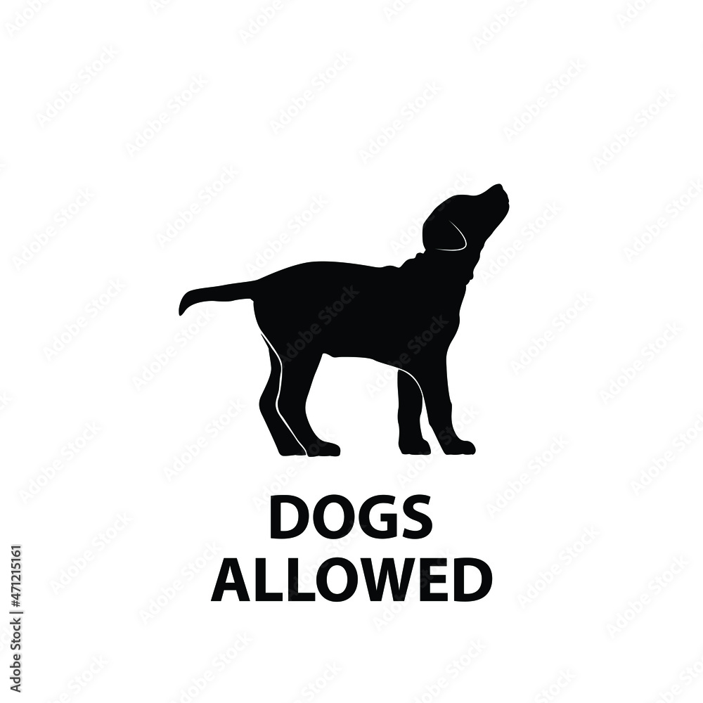 Dogs allowed, pet friendly sign, vector illustration.