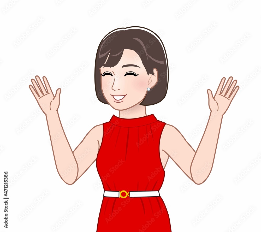 赤いドレスの女性