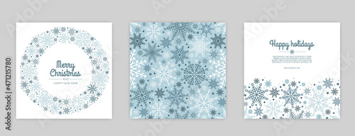 Vector Christmas Cards Set. Holiday Party Card Templates Design