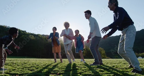 Happy family having fun outdoors,4K