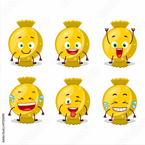 Cartoon character of yellow candy wrap with smile expression