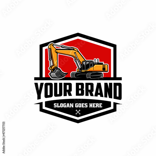 excavator - heavy equipment construction - earth mover logo vector isolated