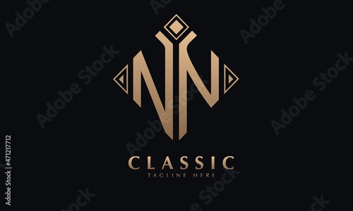 Alphabet NN or NN diamond illustration monogram vector logo template