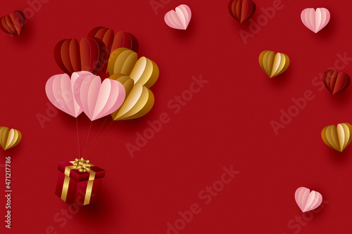 ハートのクラフトとギフトボックスの3Dイラスト