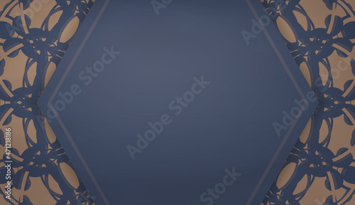 Background blue with mandala brown ornament for design under your text