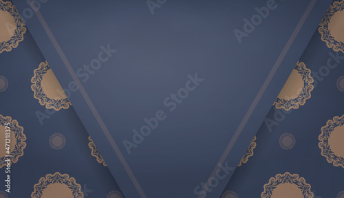 Background blue with mandala brown pattern and place under the logo