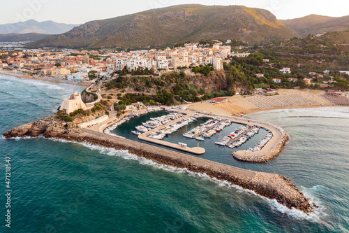 Aerial view of Sperlonga, a village on the sea in Latin photo