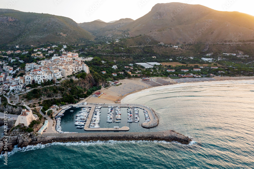 Obraz premium Aerial view of Sperlonga, a village on the sea in Latin
