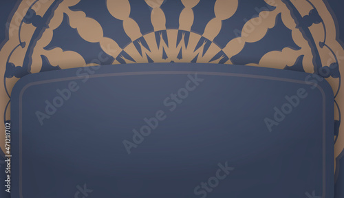 Background in blue color with mandala brown ornament for design under logo