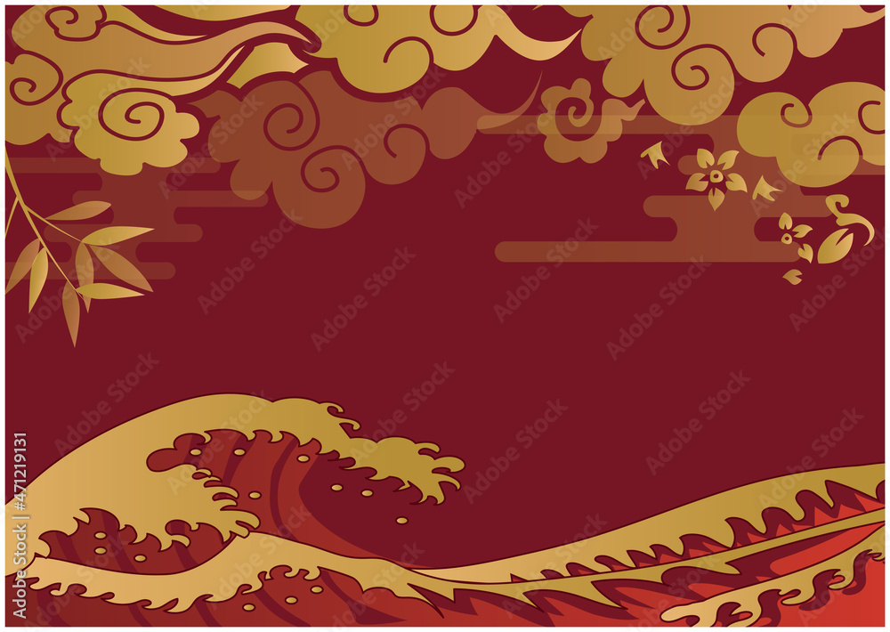 中華風　鶴　亀　フレーム枠
