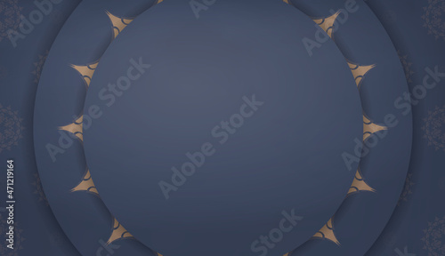 Background in blue color with mandala brown pattern for design under logo or text