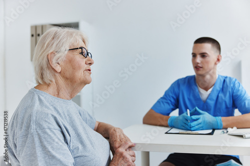 old woman hospital examination health treatment