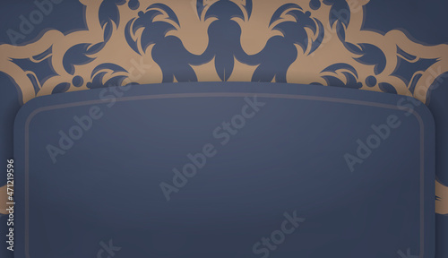 Background in blue with a luxurious brown pattern and space for your text