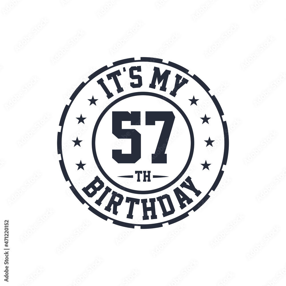 57 years birthday design, It's my 57th birthday