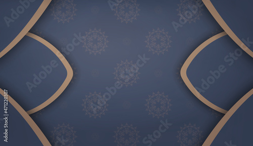 Background in blue with abstract brown ornament for design under logo or text