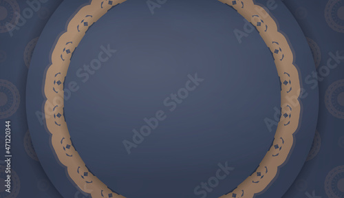 Background in blue with abstract brown ornament for design under the text