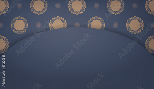 Background in blue with abstract brown ornament for design under the text