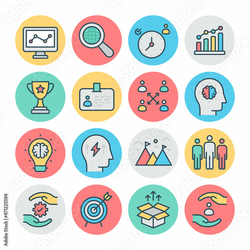 Business and Finance Filled Circle icons, stroked - Vectors