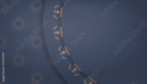 Background in blue with abstract brown ornament for design under your logo or text