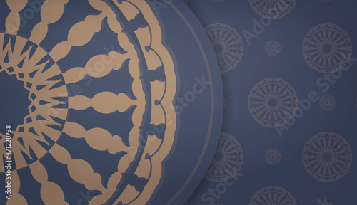 Background in blue with abstract brown pattern and place for logo or text