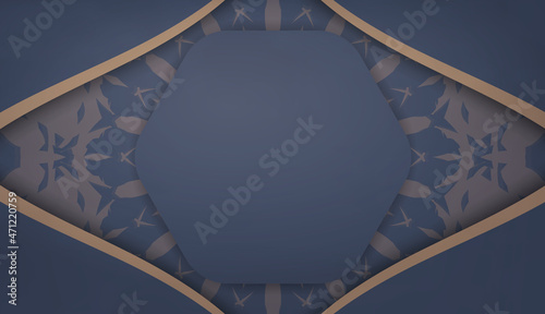 Background in blue with abstract brown pattern and place for logo or text