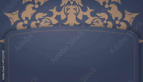 Background in blue with abstract brown pattern and place for logo or text
